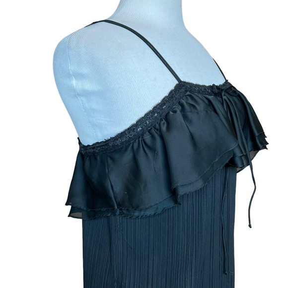 Lanvin Paris New York Black Crinkle Dress MIDI Fits Small Medium Sleeveless - Picture 9 of 16